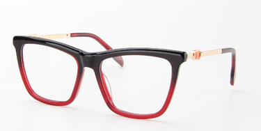 Women Vista Eyeglasses: Luna - Black & Red - SpaceSMART Eye Clinic (Diagonal View)